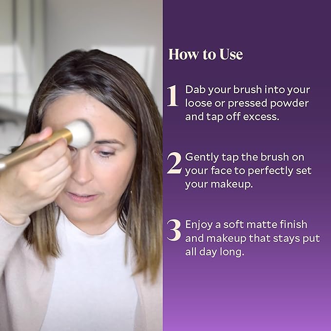 Fièra Finishing Powder Brush - Custom Facial Brush for Loose Powder - Quick & Easy Application - Lightweight & Easy to Clean - Pairs Perfectly with Fièra HD Matte Finishing Powder