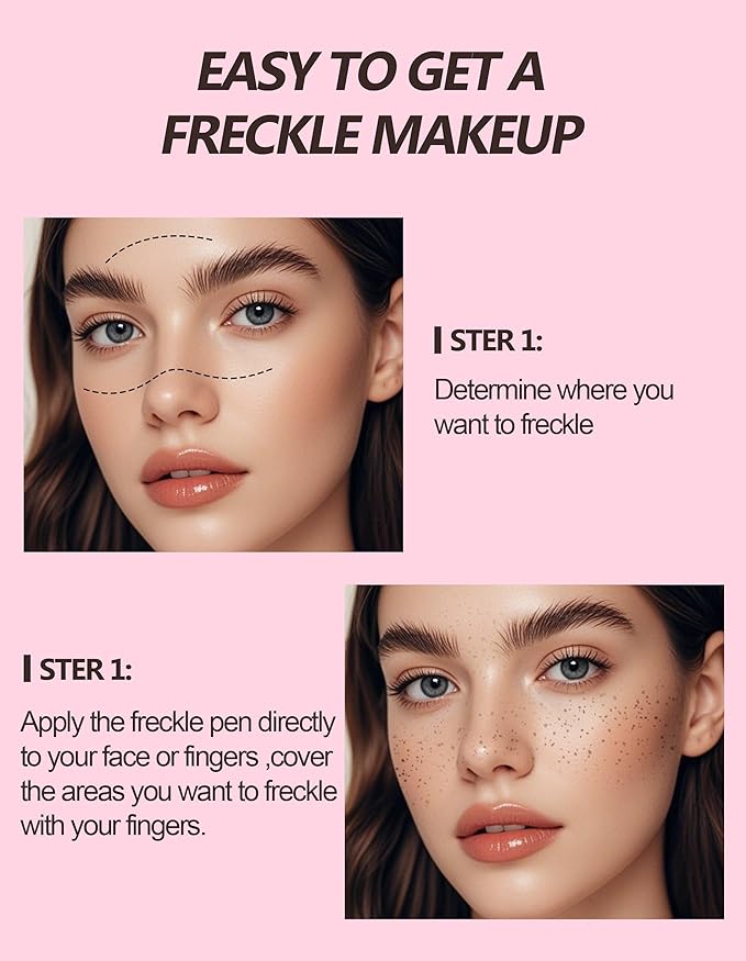 Erinde Waterproof Freckle Stamp Pen, Dual Ended Fake Freckle & Black Liquid Eyeliner, Long Lasting Quick Dry Faux Freckles Stamp Freck Pen for Natural Sunkissed Makeup, B1 LIGHT