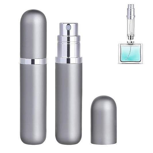 Travel Refillable Perfume Atomizer Bottle 2-Pack 5ml Leakproof Travel Perfume Refillable Bottle (Gray & Gray)