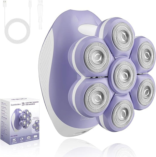 7D Electric Razor for Women: Fast & Painless Full-Body Shaver for Legs & Face – Waterproof Hair Remover with Light & Travel Cover – Wet/Dry Use, Smooth Close Shave, Birthday Mother’s Gift