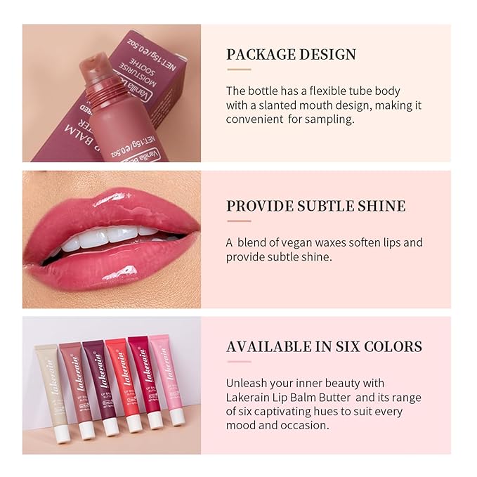 Lip Butter Balm, Day/Night Hydrating Lip Mask, Moisturizing Lip Balm Butter, Ultra-Nourishing Lip Care Moisturizer, Lip Butter Gloss Shine Lip Glow Oil Makeup#2 Vanilla Beige