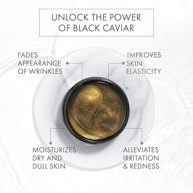 depology Black Caviar Under Eye Patches (30 Pairs), Anti-aging Hydrating Eye Mask for Wrinkles, Fine lines, Skincare with Hyaluronic Acid & Cica, Beauty & Personal Care