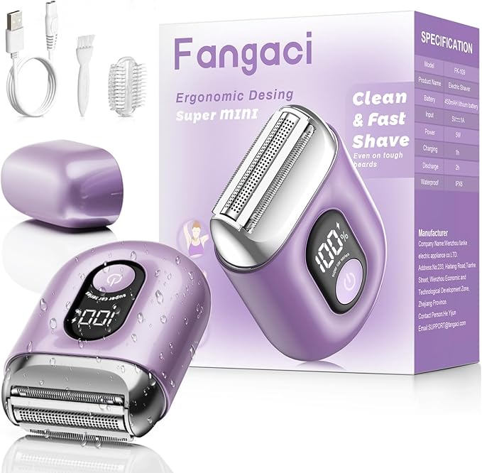 Cordless Electric Shaver for Women: Mini Electric Razors with LED Display - Rechargeable Bikini Trimmer - IPX7 Waterproof Wet Dry Face Razor with 3 Blade Heads Floating Head