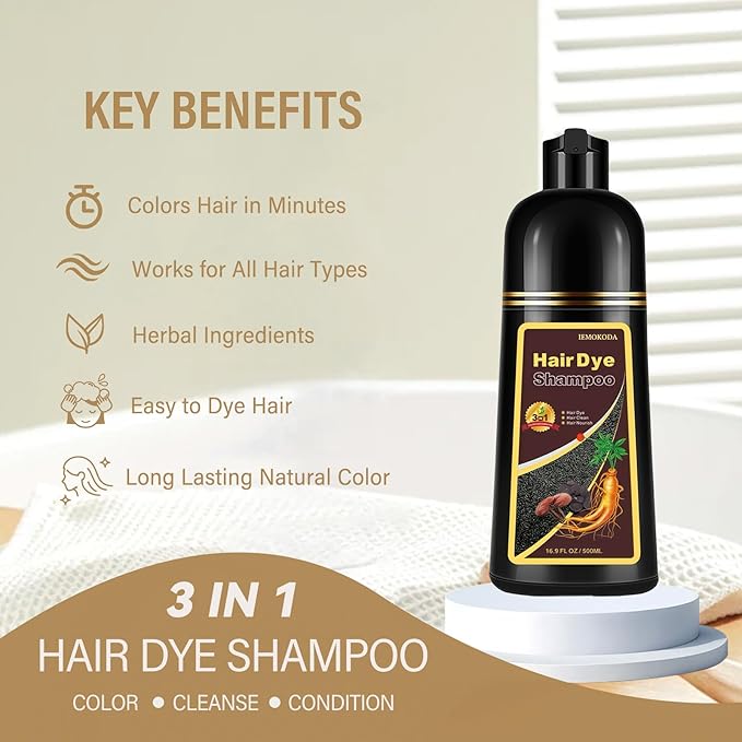 Silver Gray Hair Dye Shampoo, Instant Hair Color Shampoo, Colors Hair in Minutes, Long Lasting Silver Hair Dye, Champu Para Canas, Easy to Use 16.90 Fl Oz