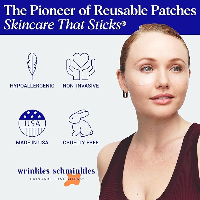 Wrinkles Schminkles Under Eye Wrinkle Starter Pack - Set of Reusable Under Eye Wrinkle Patches (3 pairs) + Silicone Patch Cleanser (2 oz) for Smoother Under Eyes & Fresh Look