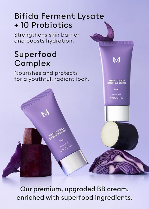MISSHA M PERFECT COVER SERUM BB CREAM No.33 Tan -Tan with Warm Undertone, BB Cream by Cardi B Pick, Skin Tint, Tinted Moisturizer, Skin Care Foundation Makeup, Korean Makeup, 1.18 Fl oz