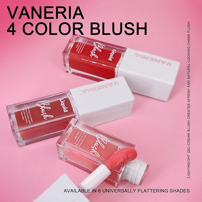 VANERIA Liquid Blush for Cheeks,Long lasting High Pigment Creme Blush,Multi-Use Makeup Blush Stick for Cheeks Lips Eyes,Natural Look Makeup Face Blushes.#1 (5g/0.17oz)
