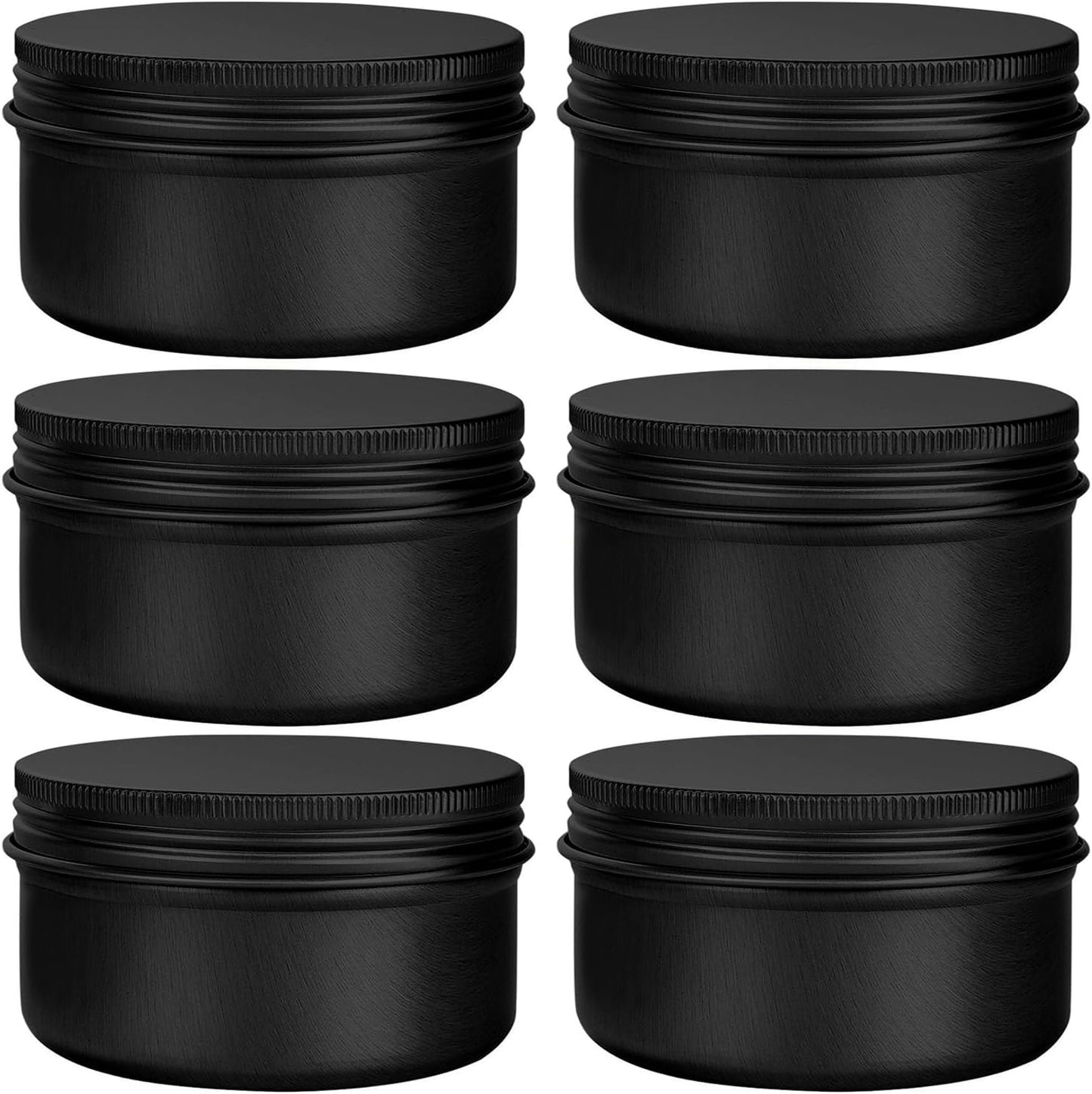 6 Pack 4 oz Aluminum Tins Airtight Storage Tins Containers Bulk Tins with Screw Lids for Kitchen, Storing Spices, Candies, Lip Balm, Salve,Black