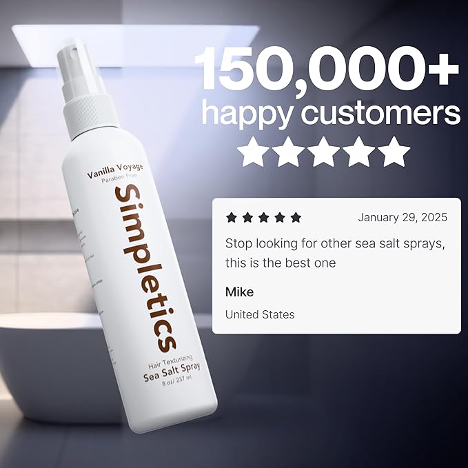 Himalayan Sea Salt Spray for Hair - All Natural, 5 Ingredient Texturizing and Volumizing Product - Beach Look To Add Volume & Texture - Unisex - 240ml