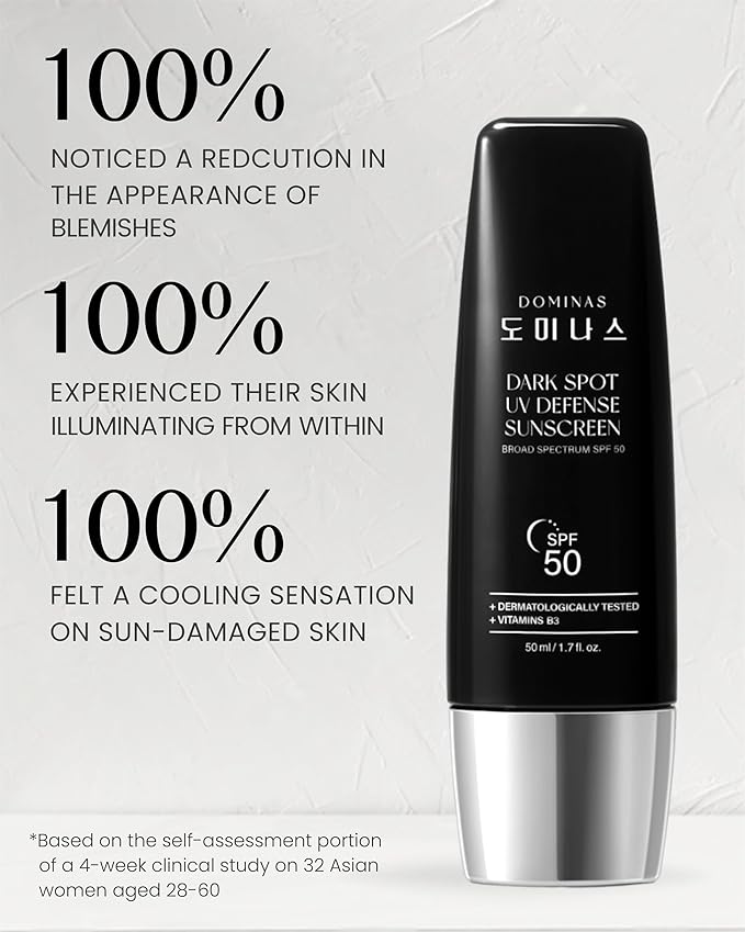 Tone-up Sunscreen DOMINAS (1.7fl oz) - SPF 50, Korean Skin Care, Niacinamide, Panthenol, UV Defense Sunblock, No White Cast, Non-Greasy, Hydrating, Lightweight Protection for Face & Body