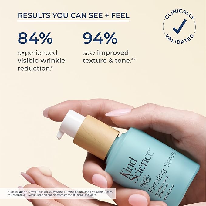 Kind Science by Ellen DeGeneres 2-Piece Skin Care Set with Micro Exfoliant & Firming Face Serum - Hyaluronic Acid Serum & Exfoliating Face Wash