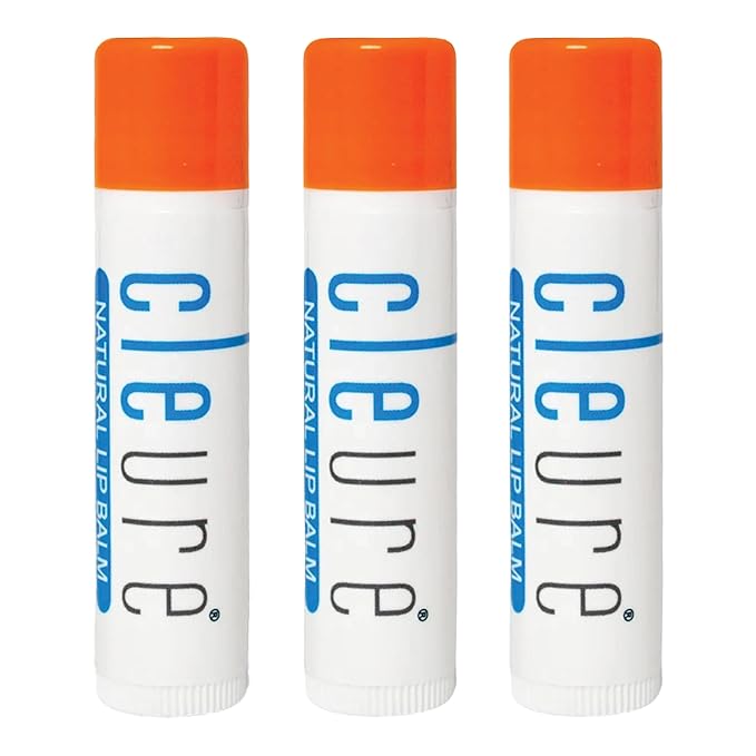 Cleure Organic All Natural Lip Balm - Paraben Free, Fragrance Free, Flavor Free, & Petroleum Free SPF Lip Balm & Hydrating Lip Butter (.15 oz, 3 Pack)