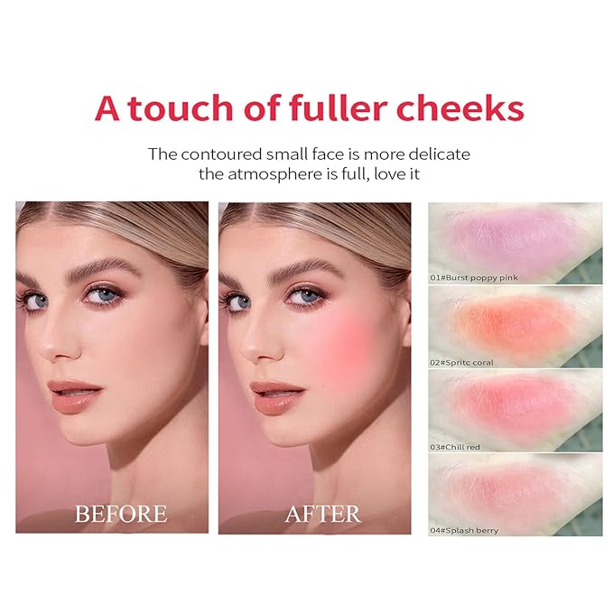 Milk Jelly Blush - Milk Blush - Sheer Cheek & Lip Stain，Long Lasting Milk Jelly Tint Have Transparent & Bright Colors (#1 poppy pink)