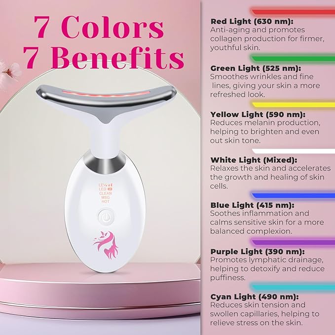 Red Light Therapy for Face, Facial Massager, Skin Tightening & Anti-Aging Face Lift Device, True Beauty Glow Facial Massager, 7-in-1 LED Facial Sculptor