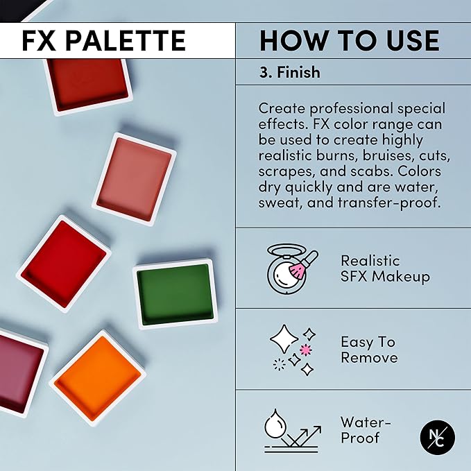 FX Alcohol-Activated Palette, Activator, and Remover Kit, Professional SFX Makeup Set Multicolor