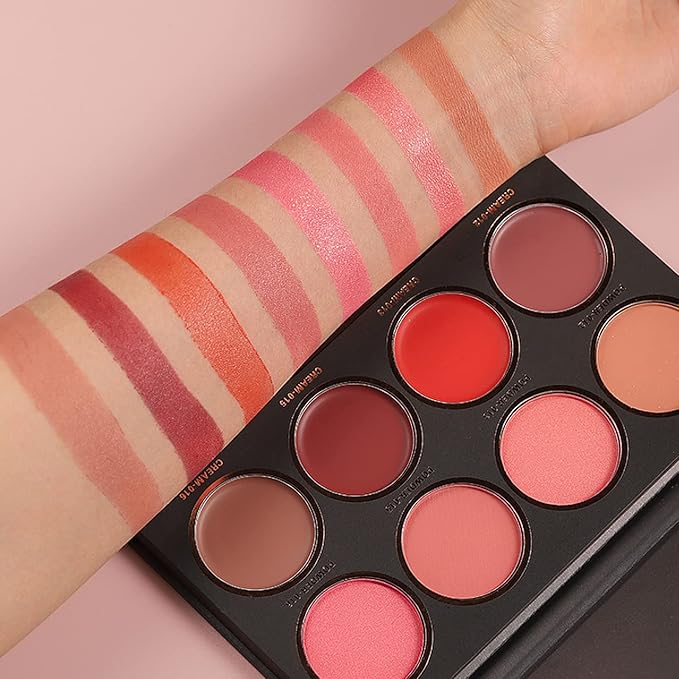 8 Colors Blush Palette, Matte Light Luxury Blush Powder Bright Shimmer Face Blush, Contour and Highlight Blush Palette, Professional Facial Beauty Cosmetic Makeup Blush