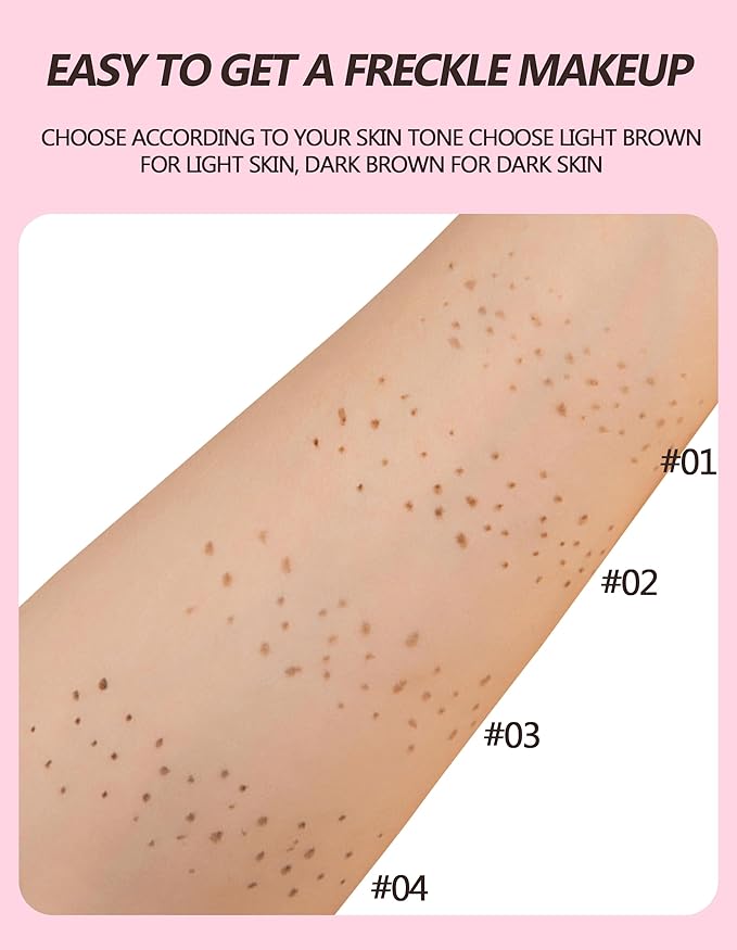 Erinde Waterproof Freckle Stamp Pen, Dual Ended Fake Freckle & Black Liquid Eyeliner, Long Lasting Quick Dry Faux Freckles Stamp Freck Pen for Natural Sunkissed Makeup, B1 LIGHT