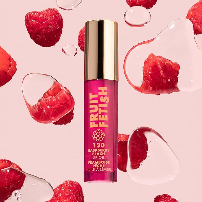 Milani Fruit Fetish Lip Oil with Vitamin E for Instant Hydration, Fruit Extract Infused Lip Treatment and Moisturizing Lip Gloss - Raspberry Peach