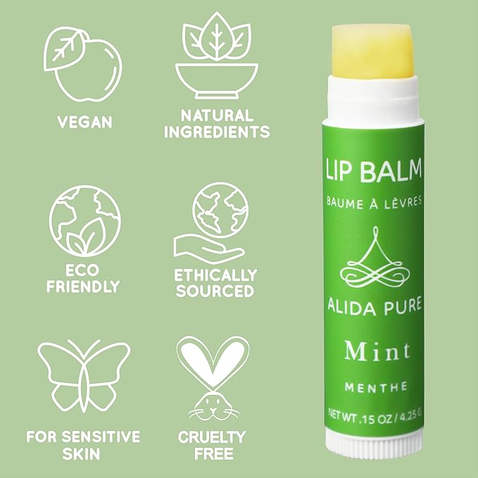 Mint Lip Balm Collection, Vegan Lip Balm Set, Beeswax Free, with Avocado Oil, Organic Jojoba Oil, and Vitamin E, Natural Moisturizer for Dry, Chapped Lips, 3 Tube Set