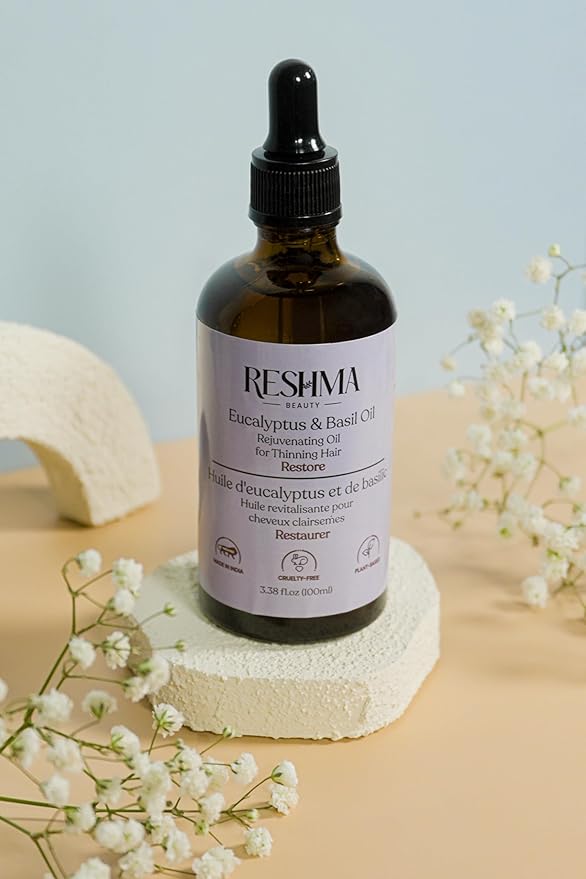 Reshma Beauty Eucalyptus & Basil Oil – Henna Infused Rejuvenating Oil for Thinning Hair | Restores, Strengthens & Nourishes