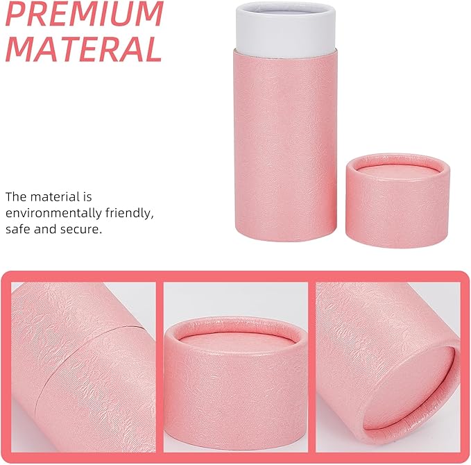 NICENEEDED 10 Pcs 30ml Empty Kraft Paper Jar Tube, Pink Round Paper Cardboard Containers With Lid, Essential Oil Bottle Packaging Case Gift Paper Tube for Pencils Tea Caddy Coffee Cosmetic Crafts