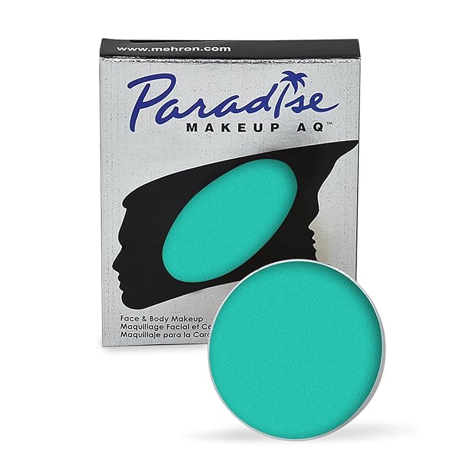 Mehron Makeup Paradise Makeup AQ Refill Size | Stage & Screen, Face & Body Painting, Beauty, Cosplay, and Halloween | Water Activated Face Paint, Body Paint, Cosplay Makeup .25 oz (7 ml) (Teal)