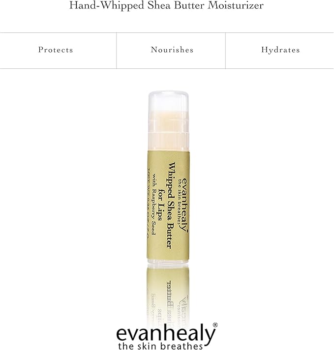 evanhealy Whipped Shea Butter for Lips | Organic Red Raspberry Seed Oil, Beeswax, & Argan Oil | Moisturizing Lip Balm (3 Pack)