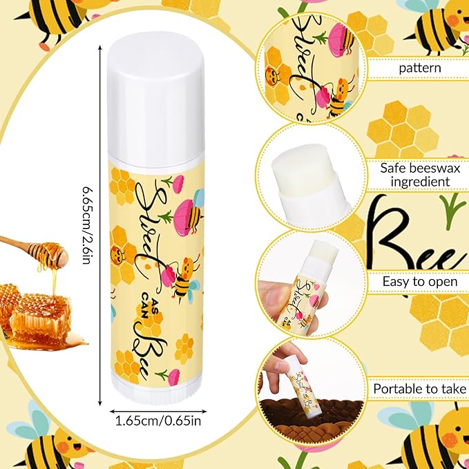 Loopeer 50 Pcs Sweet as Can Bee Theme Baby Shower Decorations Bee Theme Baby Shower Favors Lip Balm Gift for Guest Gender Reveal Party Supplies for Kid Women
