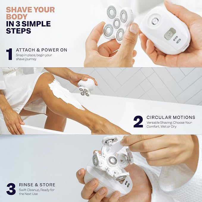 FlexSeries Electric Razor for Women - Silk Smooth Legs, Body Hair, & Pubic Shaver - for Private Area, Sensitive Skin, Bikini Trimmer