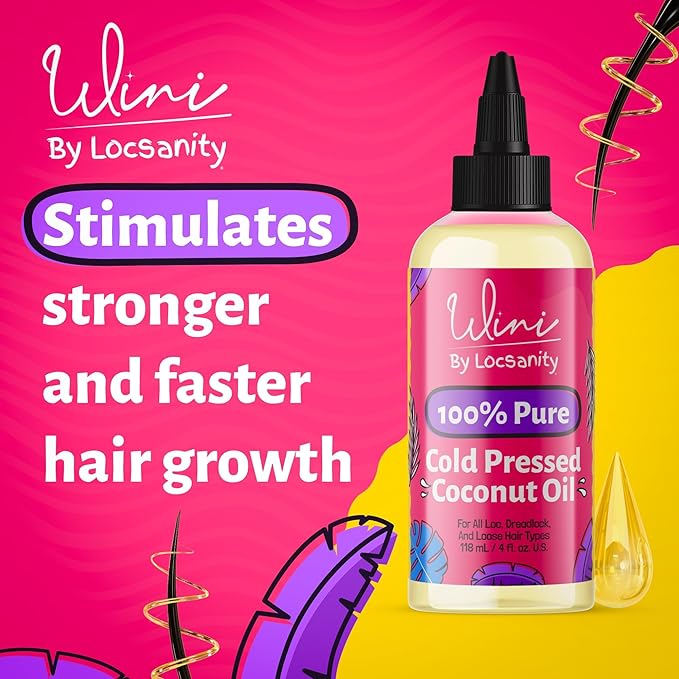 Locsanity Wini Pure 100% Cold Pressed Coconut Oil For Hair and Skin, 4 Fl Oz
