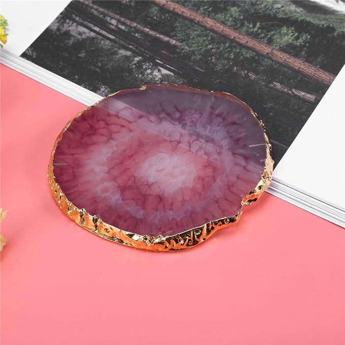 Nail Art Palette, Natural Resin Stone Nail Art Palette for Painting Placing Things Making Nail(Rose red)