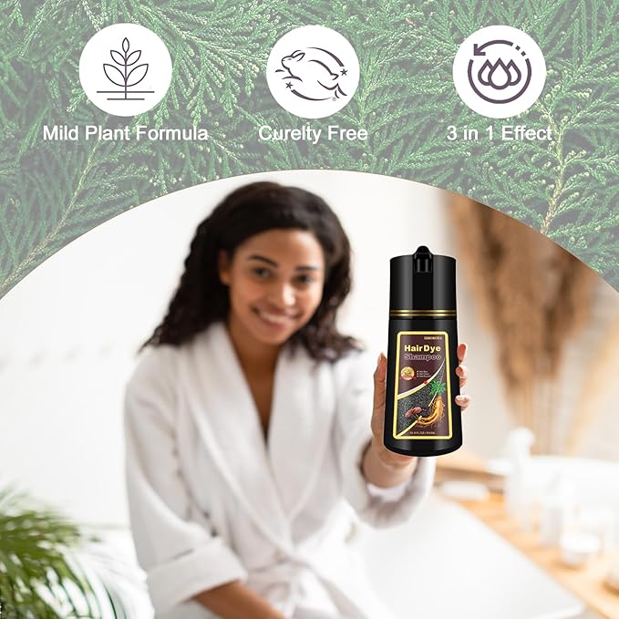 Hair Dye Shampoo, Gray Hair Coverage Dye Shampoo, Hair Color Shampoo for All Hair Types, Champu Para Canas, Suitable for Home and Salon (Coffee)