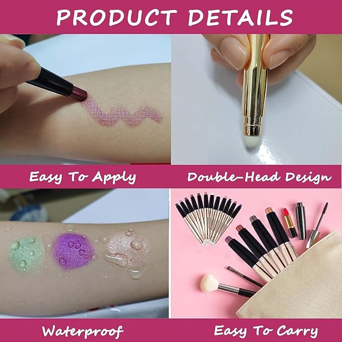 Green Eyeshadow Stick And Sponge Makeup Brush Cream Shimmer Smooth Shadow Pencil Eyeliner Long Lasting Waterproof Eye Shadow Highlighter Stick Hypoallergenic Multi-Dimensional Eyes Look ( # 11)