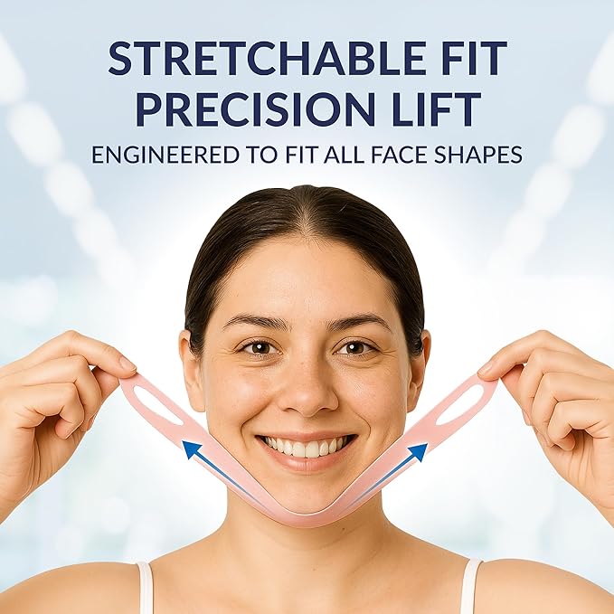 Stylia V Line Lifting Collagen Face Mask - Double Chin Strap for Women - Jawline Shaper Face Lift Tape - Neck Lift Collagen Mask - Chin Strap for Sleeping - Hyaluronic Acid, Aloe Vera, Cica 7P