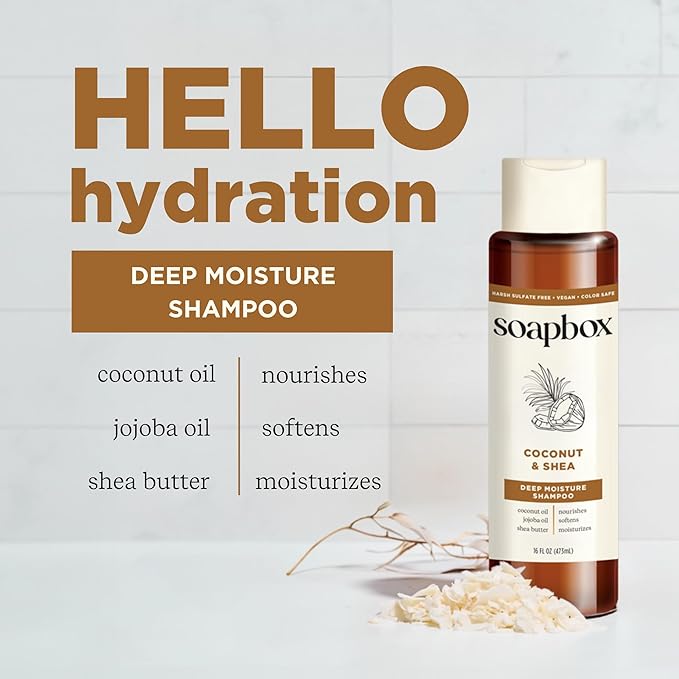 Soapbox Shampoo and Conditioner Set with Coconut Oil, Jojoba Oil, Aloe and Shea Butter to Moisturize and Nourish for All Hair Types, 16 Ounces Each (Pack of 2)