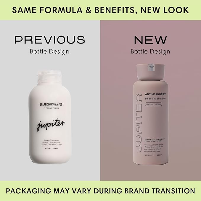 Jupiter Anti-Dandruff Shampoo and Serum, for Women & Men, Dermatologist-Formulated for Flaky, Itchy, Oily, & Dry Scalp, Sulfate-Free, Vegan, Color-Safe, & Paraben-Free, Shampoo with Zinc