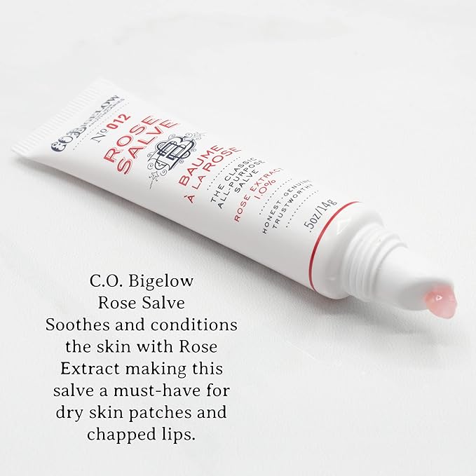 C.O. Bigelow Rose Salve Lip Balm Tubes 3 Pack, All Purpose Salves Moisturizing for Chapped Lips and Dry Skin