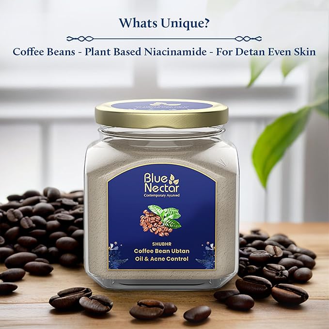 Blue Nectar Coffee Bean Natural Cleanser, 3-in-1 Cleanser, Face Scrub & Face Pack for Skin Repairing & De tan Removal, 100% Natural with Multani Mitti Powder (3.52 Oz11 Herbs)