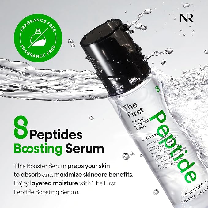 Nature Republic The First Peptide Boosting Serum, 8 Peptides, Niacinamide & Triple Hyaluronic Acid Complex,17 Amino acids,for All Skin Types, Korean Skin Care150ml/5.07 fl oz
