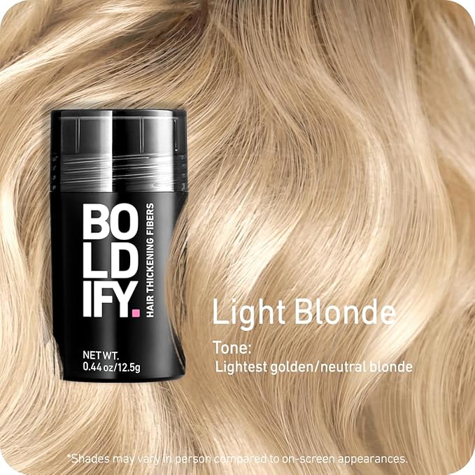 BOLDIFY Hair Fibers (12.5g) - Fill In Thinning and Fine Hair for an Instantly Fuller, Thicker Look - 14 Shades for Women & Men - Light Blonde