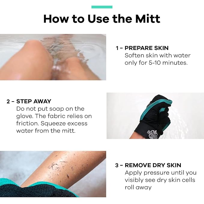 Dermasuri Deep Exfoliating Glove for Shower - Scrubbing Mitt Body Scrubber Gloves Skin Exfoliator & Eliminates Dead Skin - Keratosis Pilaris Scrub Spray Tan Remover - Korean Skincare for Body (2 Pack)