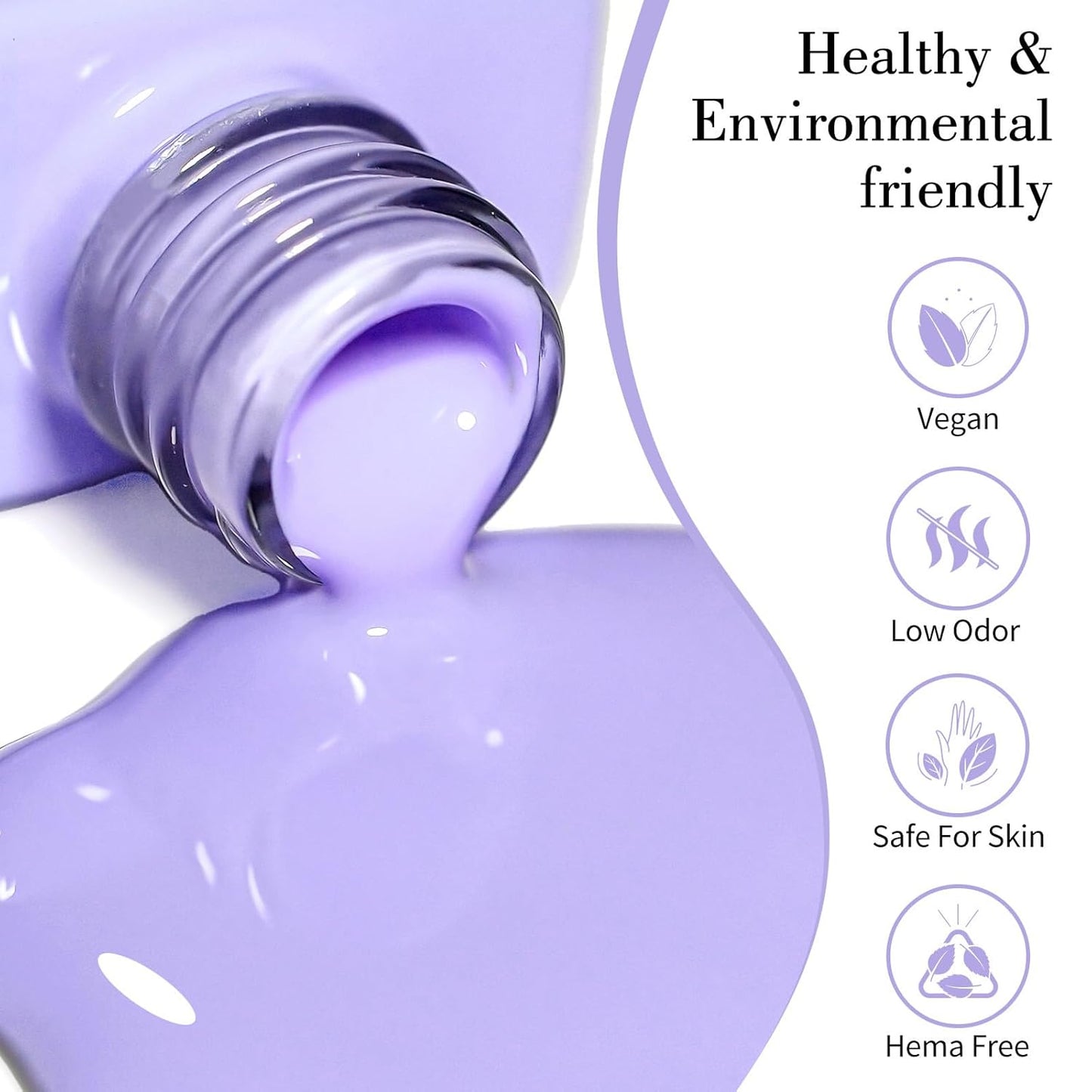 CANNI Purple Gel Polish, 1Pcs Gel Polish Purple Color Pale Violet Nail Polish Gel High Gloss Soak Off U V Gel Nail French Nail Manicure Salon DIY