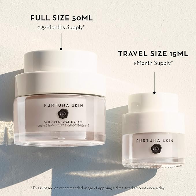 Furtuna Skin Daily Renewal Cream - Daily Moisturizer, Advanced Skin Hydration Technology, Radiance & Balance Enhancing, 95 Percent Natural