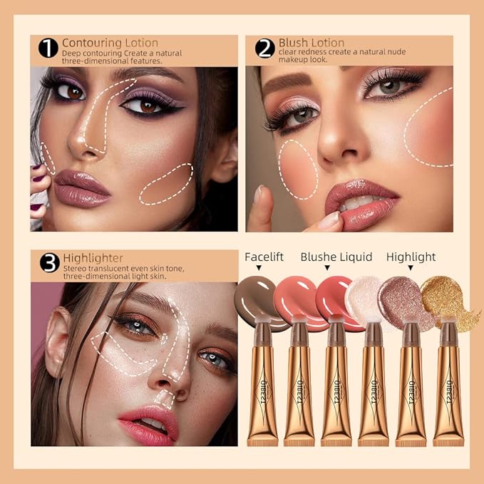 Contour Beauty Wand, Liquid Face Concealer Contouring with Cushion Applicator, Natural Matte Finish, Lightweight Blendable Cream Bronzer Stick Makeup, Cruelty-free（Contour）