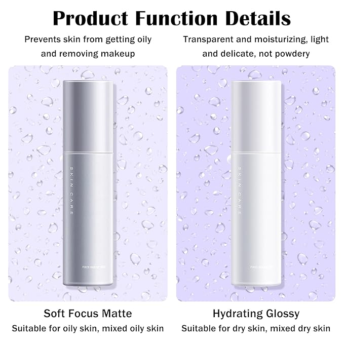 2PCS Makeup Setting Spray for Face,Waterproof Setting Spray for Makeup,Long Lasting Oil Control Finishing Holding Face Mist,Refreshing Hydrating Glossy and Matte Fixing Facial Mist Make Up Set A4