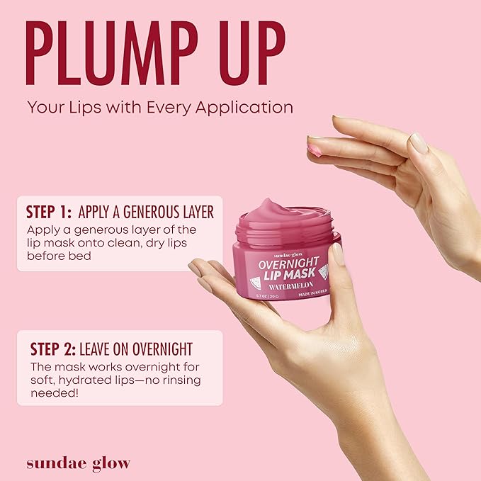 Watermelon Lip Mask - Dermatologist Tested, Anti-Aging, Korean Skin Care, Deep Hydration, Overnight Lip Repair - Vegan, Clean Beauty, 95% Natural, Cruelty-Free - 1 Pack