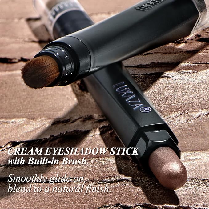 Neutral Eyeshadow Stick Makeup 6PCS Set, Brown Nude Metallic Shimmer Matte Cream Eye Shadow Palette Eyeliner Brightener Pencil Crayon - BROWN CANYON