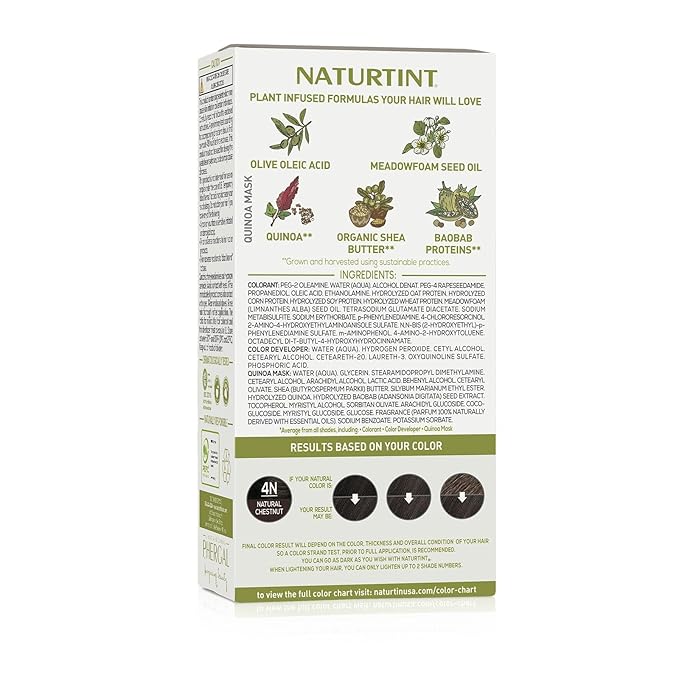 Naturtint 4N Natural Chestnut Permanent Hair Color (Pack of 6), Ammonia Free, Vegan, Cruelty Free, up to 100% Gray Coverage, Long Lasting Results (Packaging may vary)