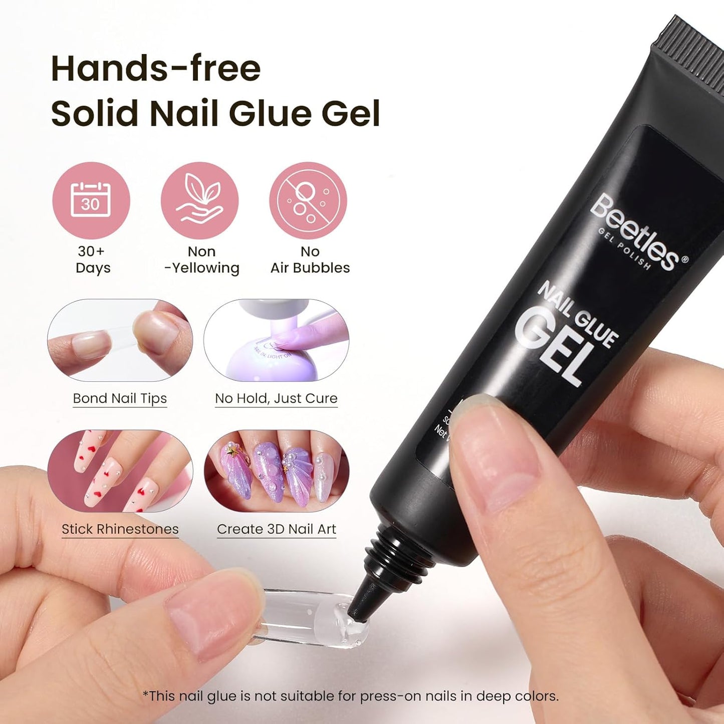 Beetles Gel Nail Kit Medium Square with Nail Dehydrator and Primer, 576Pcs Half Matte Etch-X Gel Nail Tips Solid Nail Glue Mini Nail Lamp Acrylic Nail Tips Easy DIY Nail Extension Set Gift for Women