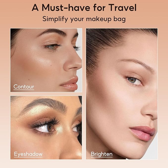 Highlight Contour Makeup Palette Effortless Blending Matte Shimmer Highlighter Palette and Bronzer Powder for Warm Toned Skin with Brush